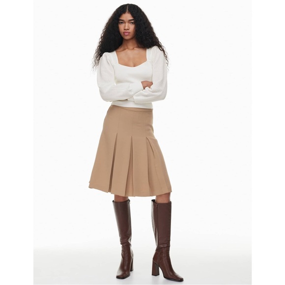 Aritzia Wilfred New Chance Sweater Light Birch Puff Sleeve Knit Top Size S - Picture 14 of 14